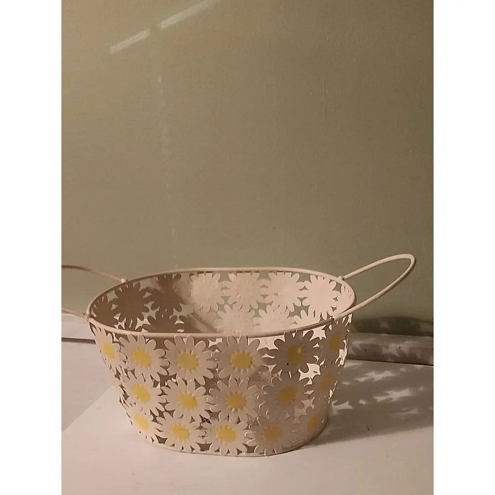 Metal Daisy Basket with Handles